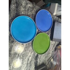 3 Vintage Block Chromatics  Modernist Geometric Salad Plates Germany